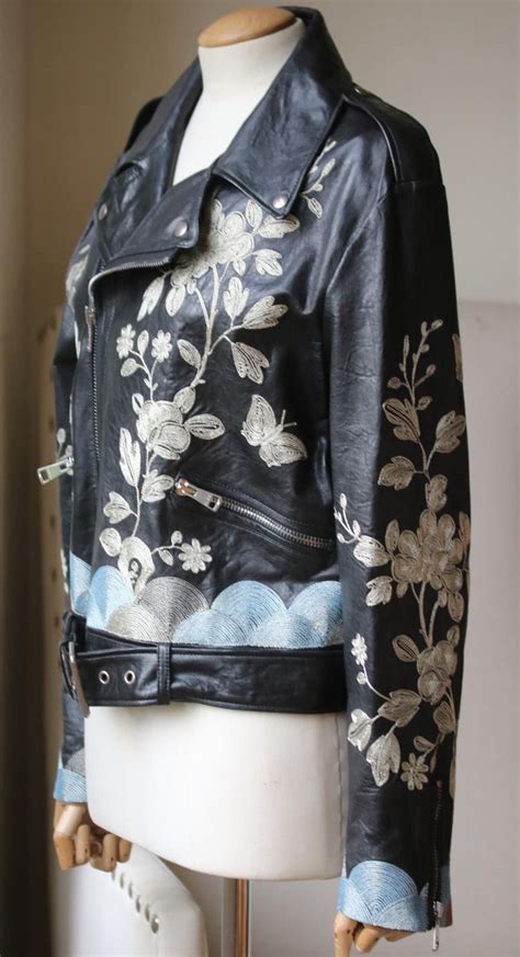 gucci floral biker jacket|Gucci web black leather jacket.